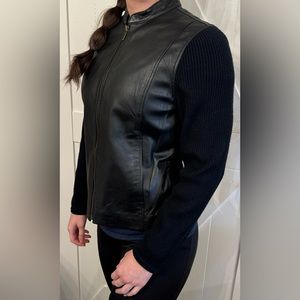 Jaclyn Smith Classic Black Leather Riding Jacket size Large